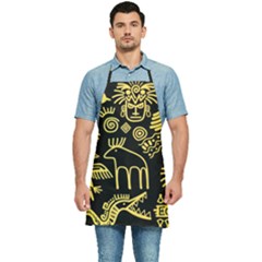 Golden Indian Traditional Signs Symbols Kitchen Apron by Apen