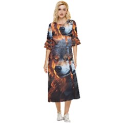 Be Dare For Everything Double Cuff Midi Dress by Saikumar