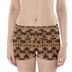 Camel Palm Tree Patern Boyleg Bikini Wrap Bottoms by Jatiart