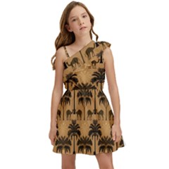 Pattern Symmetry Stack Texture Kids  One Shoulder Party Dress