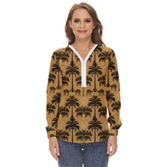 Abstract Design Background Pattern Zip Up Long Sleeve Blouse