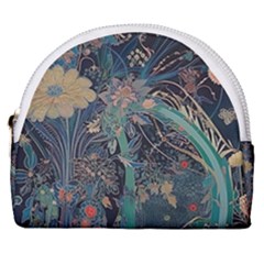 Flowers Trees Forest Horseshoe Style Canvas Pouch by Jatiart