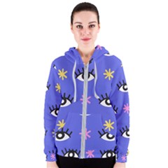 Eye Star Asterisk Pattern Background Women s Zipper Hoodie