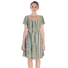 Bamboo Plants Short Sleeve Bardot Dress