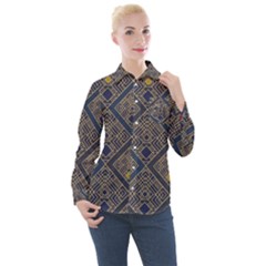 Pattern Flower Design Women s Long Sleeve Pocket Shirt