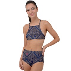 Pattern Seamless Antique Luxury Halter Tankini Set