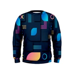 Gradient Geometric Shapes Dark Background Kids  Sweatshirt