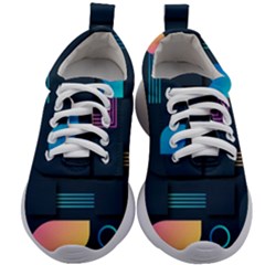 Gradient Geometric Shapes Dark Background Kids Athletic Shoes
