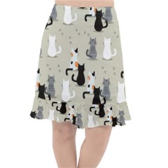 Cute Cat Seamless Pattern Fishtail Chiffon Skirt