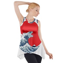 The Great Wave Of Kaiju Side Drop Tank Tunic by Cendanart