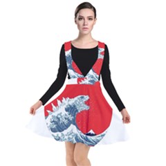 The Great Wave Of Kaiju Plunge Pinafore Dress by Cendanart