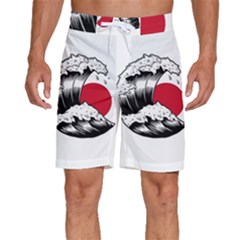 Japanese Sun & Wave Men s Beach Shorts by Cendanart