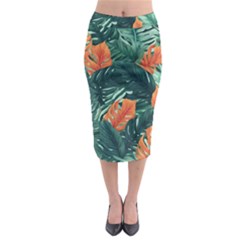 Green Tropical Leaves Midi Pencil Skirt by Jack14