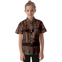 Old Bookshelf Orderly Antique Books Kids  Short Sleeve Shirt