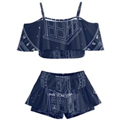 Doctor Who Bbc Tardis Kids  Off Shoulder Skirt Bikini by Cendanart