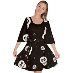 Skull Pattern Velour Kimono Dress by Ket1n9