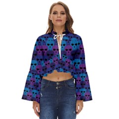 Skull Pattern Wallpaper Boho Long Bell Sleeve Top by Ket1n9