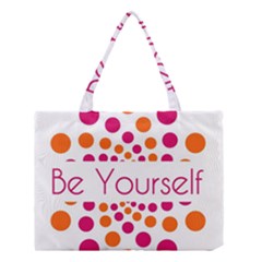 Be Yourself Pink Orange Dots Circular Medium Tote Bag by Ket1n9