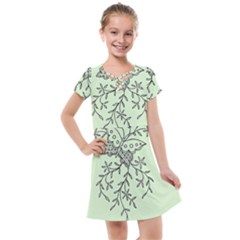 Illustration Of Butterflies And Flowers Ornament On Green Background Kids  Cross Web Dress by Ket1n9