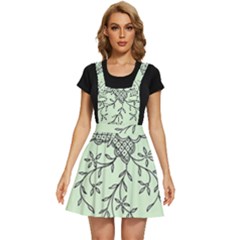 Illustration Of Butterflies And Flowers Ornament On Green Background Apron Dress by Ket1n9