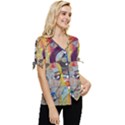 Graffiti Mural Street Art Painting Bow Sleeve Button Up Top View3