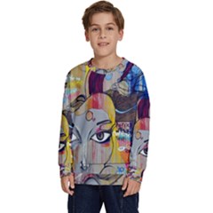 Graffiti Mural Street Art Painting Kids  Crewneck Sweatshirt by Ket1n9