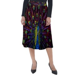 Beautiful Peacock Feather Classic Velour Midi Skirt  by Ket1n9