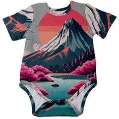 Mountain Landscape Sky Fuji Nature Baby Short Sleeve Bodysuit by Cendanart
