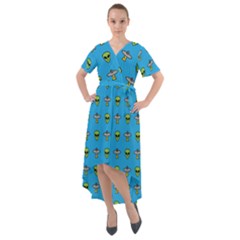 Alien Pattern Front Wrap High Low Dress by Ket1n9