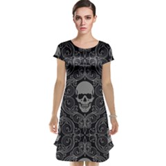 Dark Horror Skulls Pattern Cap Sleeve Nightdress by Ket1n9