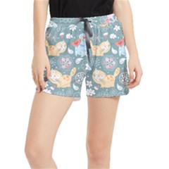 Cute Cat Background Pattern Women s Runner Shorts by Ket1n9