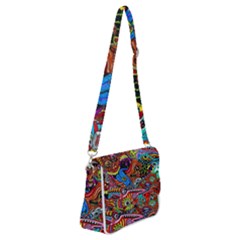 Art Color Dark Detail Monsters Psychedelic Shoulder Bag With Back Zipper by Ket1n9