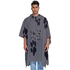 Dog Foodprint Paw Prints Seamless Background And Pattern Men s Hooded Rain Ponchos by Ket1n9