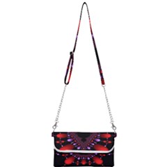 Fractal Red Violet Symmetric Spheres On Black Mini Crossbody Handbag by Ket1n9