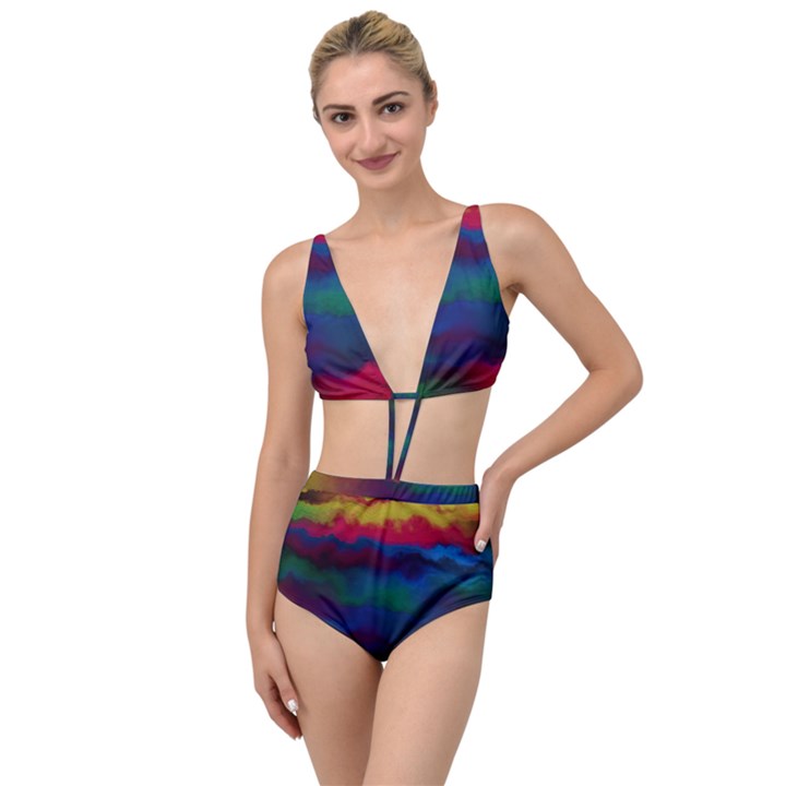 Watercolour Color Background Tied Up Two Piece Swimsuit