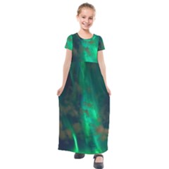 Northern-lights-plasma-sky Kids  Short Sleeve Maxi Dress by Ket1n9