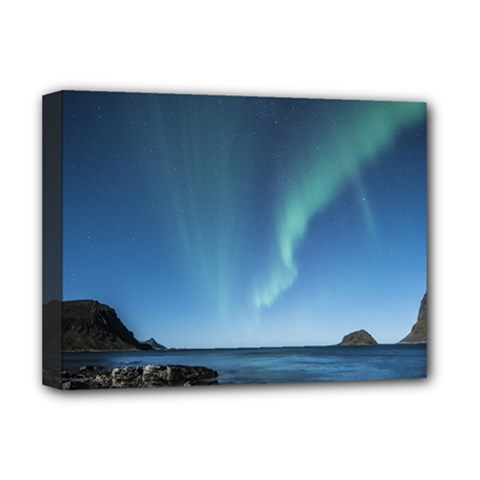 Aurora Borealis Lofoten Norway Deluxe Canvas 16  X 12  (stretched)  by Ket1n9