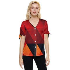 Abstract Triangle Wallpaper Bow Sleeve Button Up Top by Ket1n9