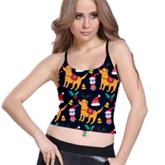 Funny Christmas Pattern Background Spaghetti Strap Bra Top by Ket1n9