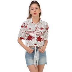 Christmas Star Snowflake Tie Front Shirt  by Ket1n9