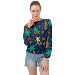 Colorful Funny Christmas Pattern Banded Bottom Chiffon Top by Ket1n9