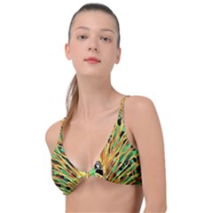 Unusual Peacock Drawn With Flame Lines Knot Up Bikini Top by Ket1n9