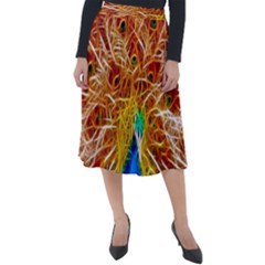 Fractal Peacock Art Classic Velour Midi Skirt  by Ket1n9