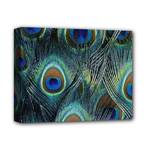 Feathers Art Peacock Sheets Patterns Deluxe Canvas 14  X 11  (stretched) by Ket1n9