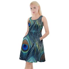 Feathers Art Peacock Sheets Patterns Knee Length Skater Dress With Pockets by Ket1n9