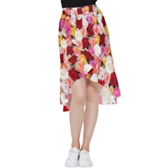 Rose Color Beautiful Flowers Frill Hi Low Chiffon Skirt by Ket1n9