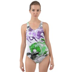 Horse Horses Animal World Green Cut-out Back One Piece Swimsuit by Ket1n9