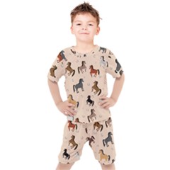 Horses For Courses Pattern Kids  T-shirt And Shorts Set by Ket1n9