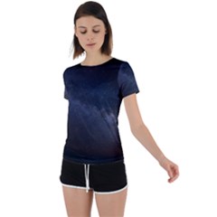 Cosmos Dark Hd Wallpaper Milky Way Back Circle Cutout Sports T-shirt