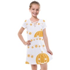 Pumpkin Halloween Deco Garland Kids  Cross Web Dress by Ket1n9